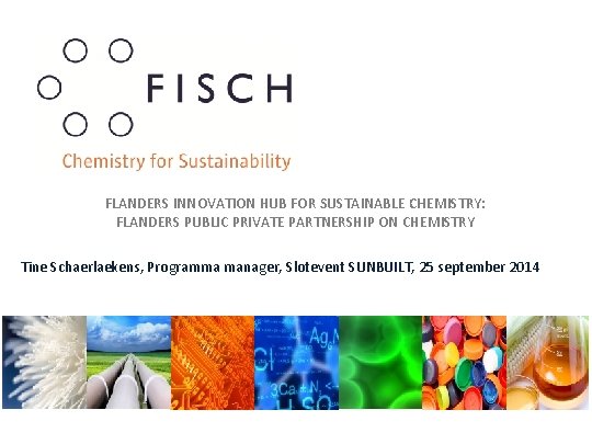 FLANDERS INNOVATION HUB FOR SUSTAINABLE CHEMISTRY: FLANDERS PUBLIC PRIVATE PARTNERSHIP ON CHEMISTRY Tine Schaerlaekens,