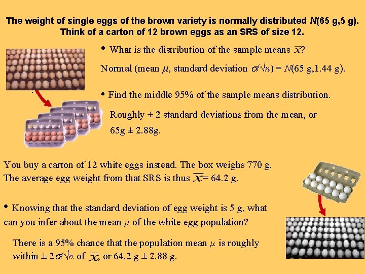 The weight of single eggs of the brown variety is normally distributed N(65 g,
