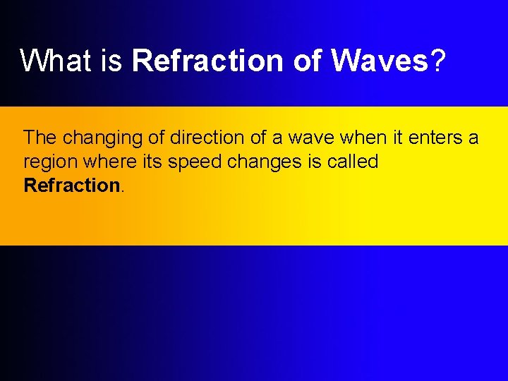What is Refraction of Waves? The changing of direction of a wave when it