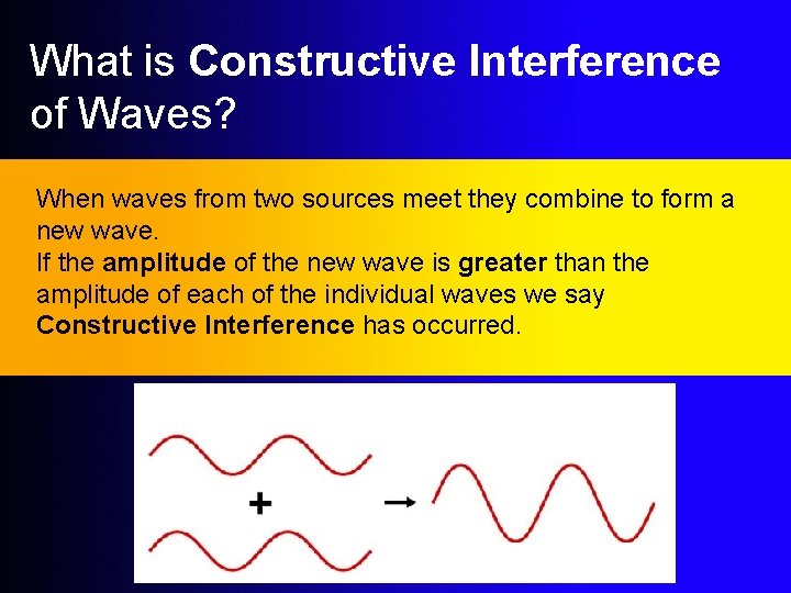 What is Constructive Interference of Waves? When waves from two sources meet they combine