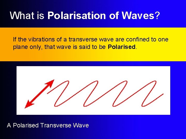 What is Polarisation of Waves? If the vibrations of a transverse wave are confined