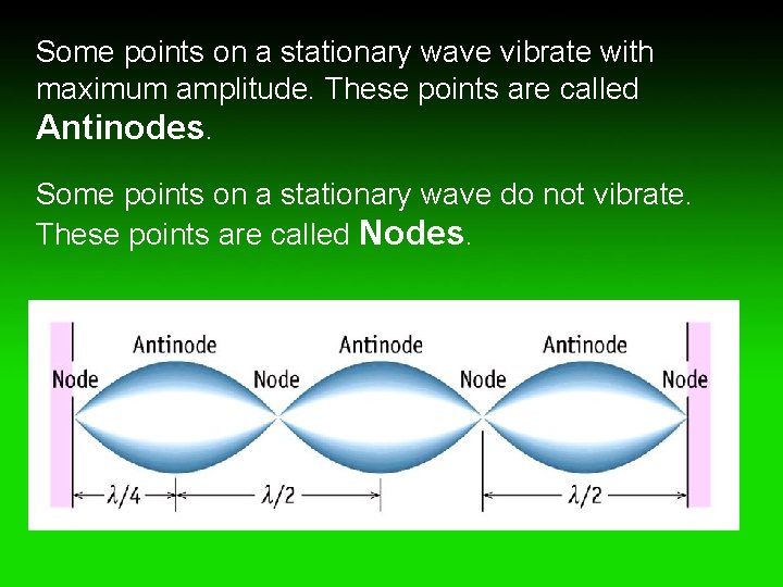 Some points on a stationary wave vibrate with maximum amplitude. These points are called