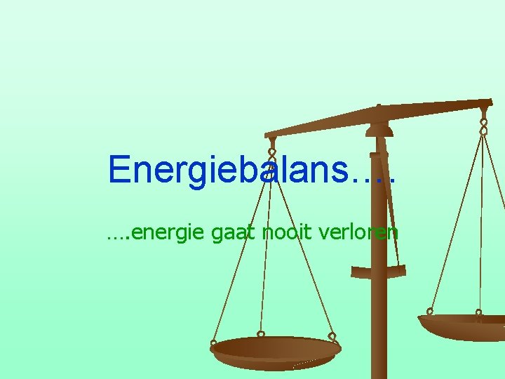 Energiebalans…. …. energie gaat nooit verloren 