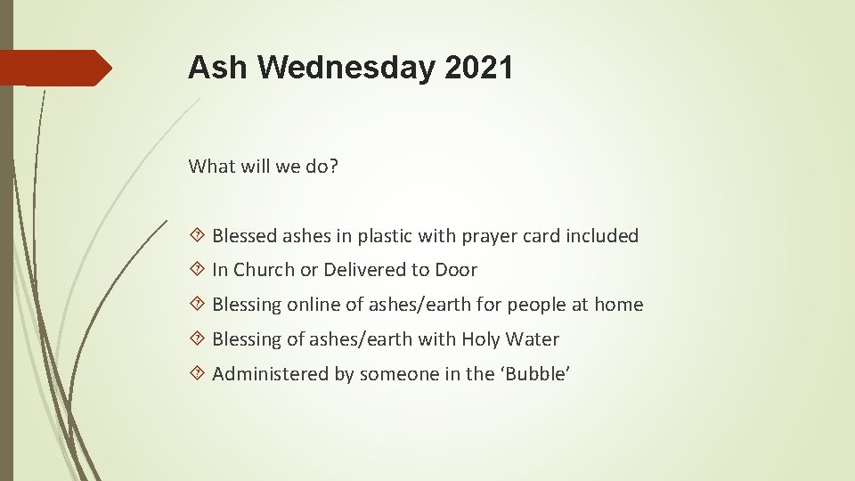 Ash Wednesday 2021 What will we do? Blessed ashes in plastic with prayer card