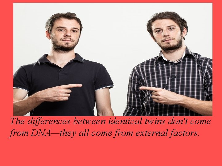 The differences between identical twins don't come from DNA—they all come from external factors.