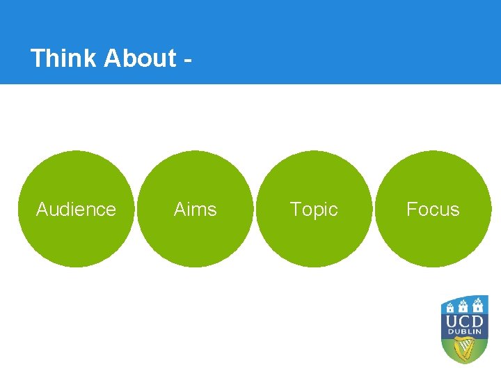 Think About - Audience Aims Topic Focus Think About - Audience Aims Topic Focus