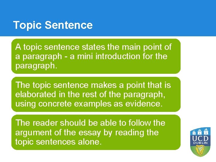 Topic Sentence A topic sentence states the main point of a paragraph - a Topic Sentence A topic sentence states the main point of a paragraph - a