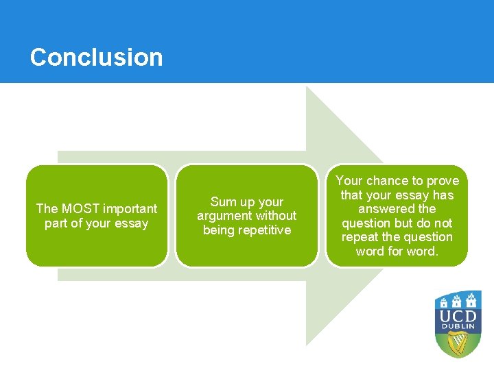 Conclusion The MOST important part of your essay Sum up your argument without being Conclusion The MOST important part of your essay Sum up your argument without being