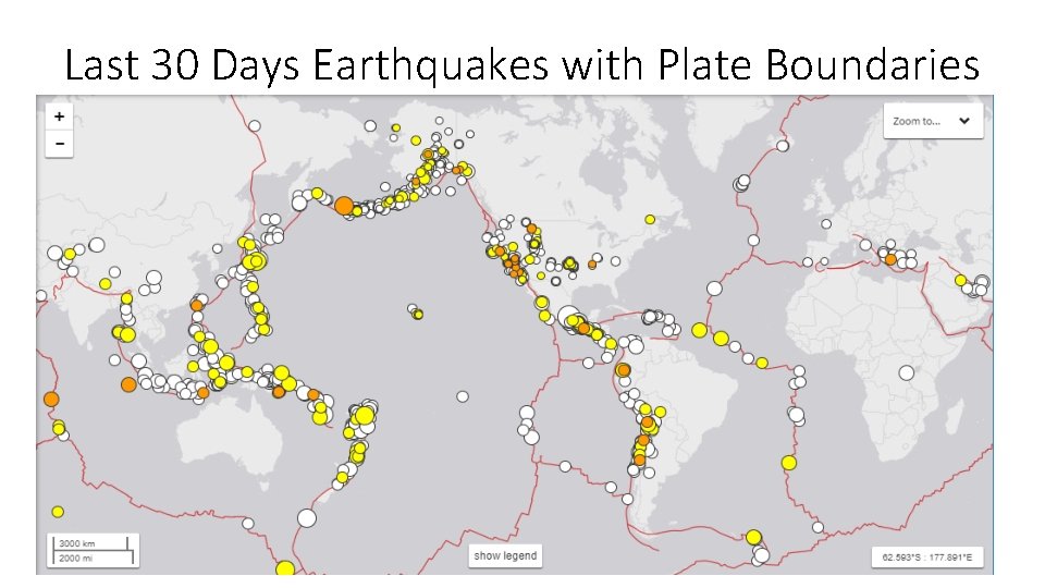 Last 30 Days Earthquakes with Plate Boundaries 