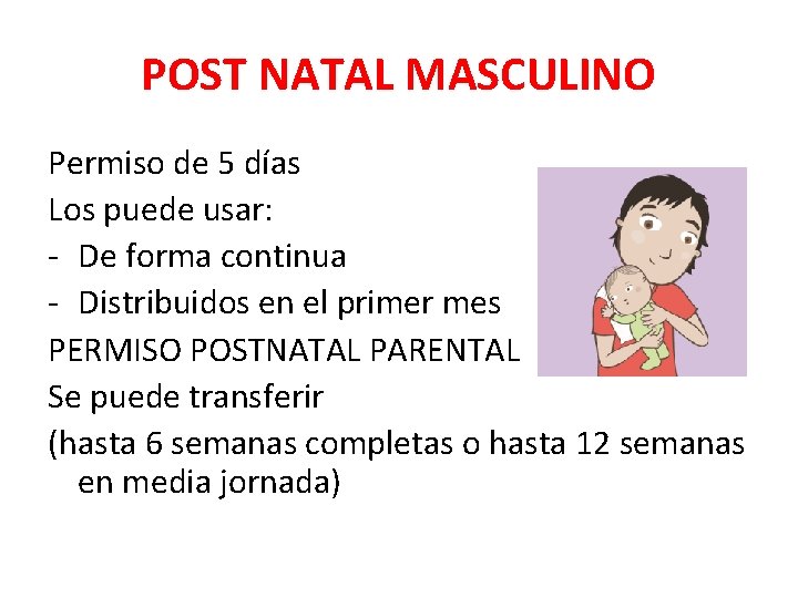 POST NATAL MASCULINO Permiso de 5 días Los puede usar: - De forma continua