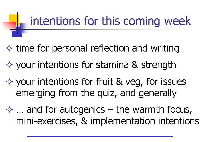 intentions for this coming week time for personal reflection and writing your intentions for