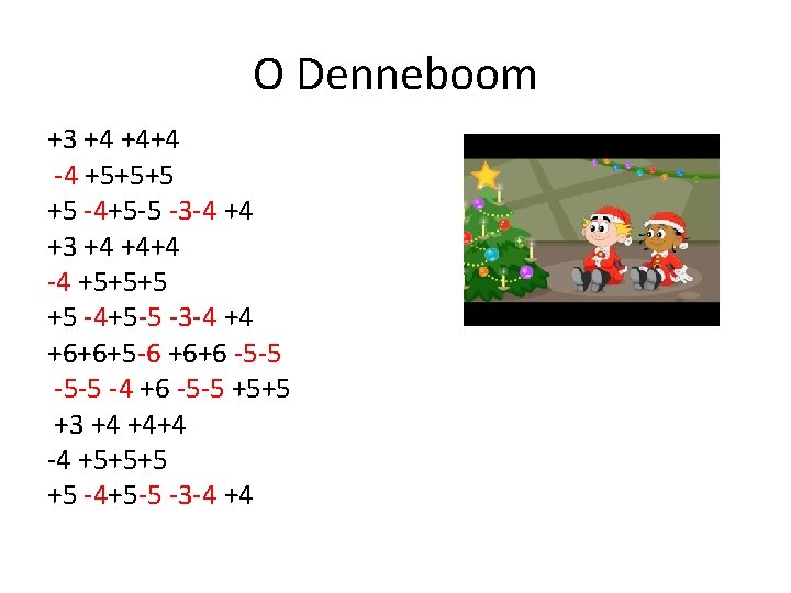O Denneboom +3 +4 +4+4 -4 +5+5+5 +5 -4+5 -5 -3 -4 +4 +6+6+5