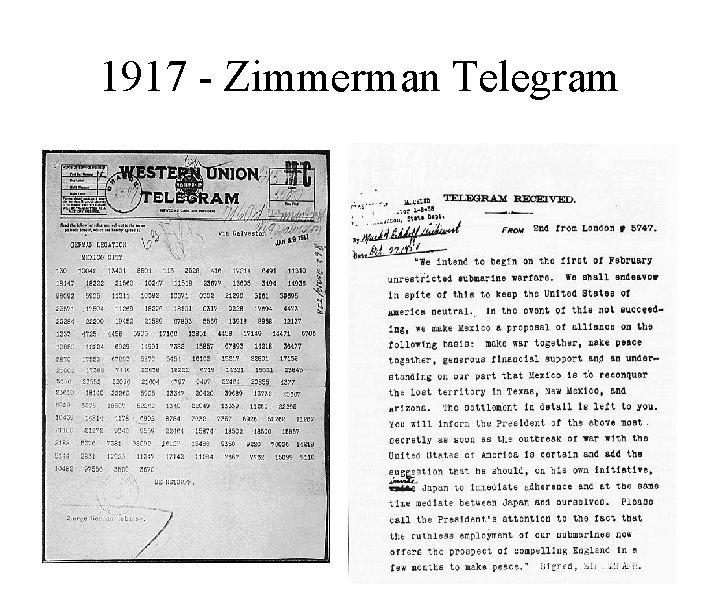 1917 - Zimmerman Telegram 