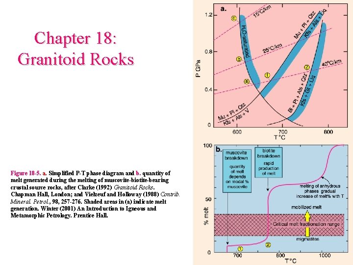 Chapter 18: Granitoid Rocks Figure 18 -5. a. Simplified P-T phase diagram and b.