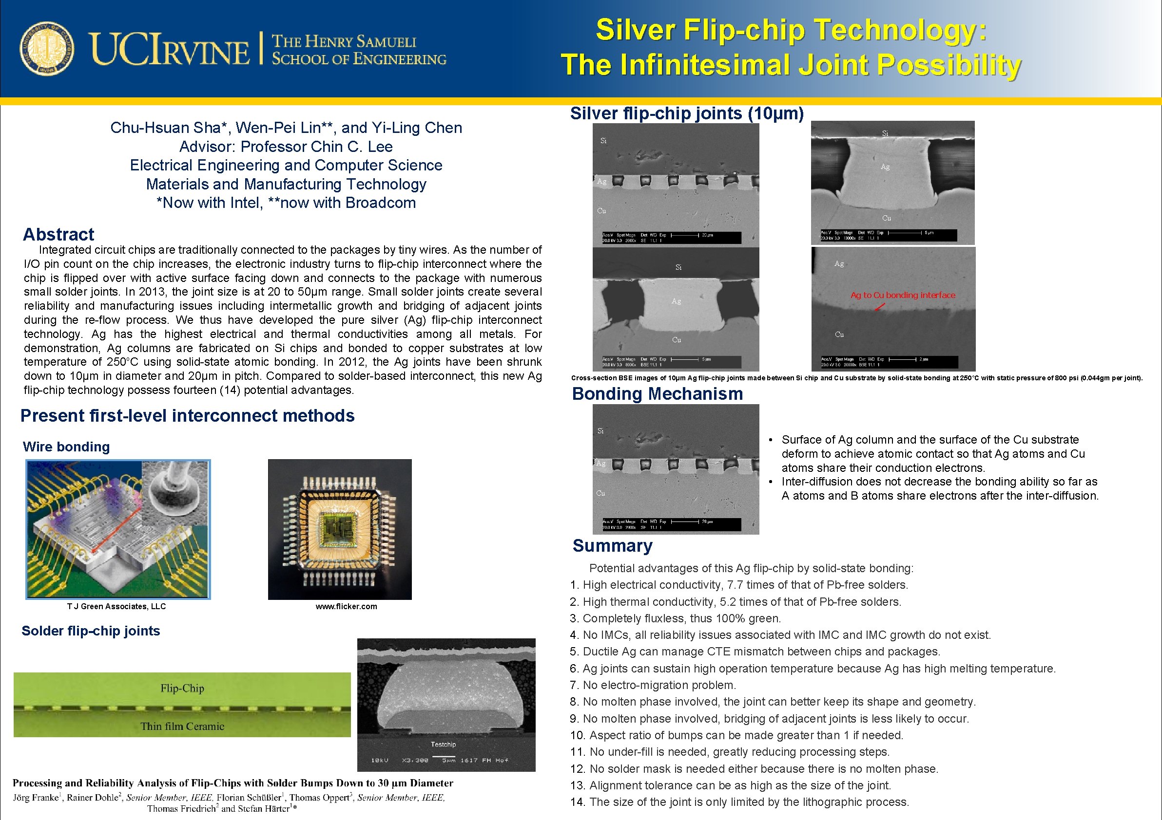 Silver Flip-chip Technology: The Infinitesimal Joint Possibility Chu-Hsuan Sha*, Wen-Pei Lin**, and Yi-Ling Chen