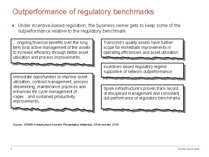 Outperformance of regulatory benchmarks ● Under incentive-based regulation, the business owner gets to keep