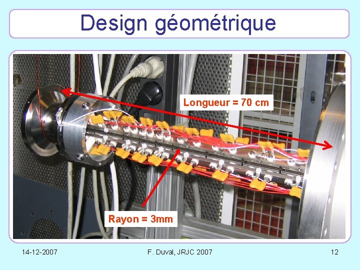 Design géométrique Longueur = 70 cm Rayon = 3 mm 14 -12 -2007 F.