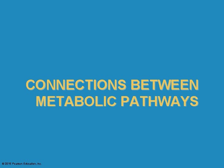 CONNECTIONS BETWEEN METABOLIC PATHWAYS © 2015 Pearson Education, Inc. 