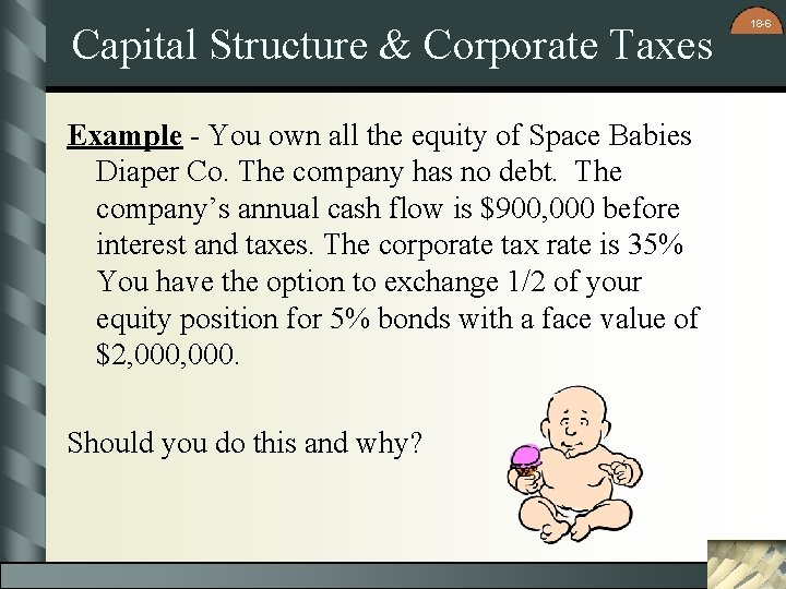 Capital Structure & Corporate Taxes Example - You own all the equity of Space