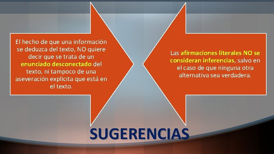 El hecho de que una información se deduzca del texto, NO quiere decir que