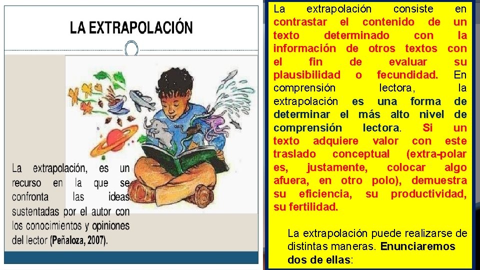 La extrapolación consiste en contrastar el contenido de un texto determinado con la información