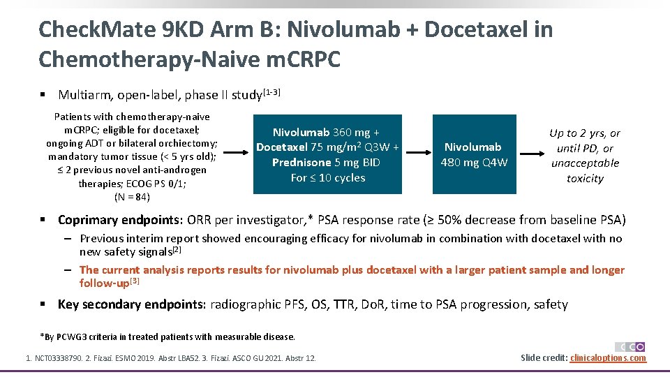 Check. Mate 9 KD Arm B: Nivolumab + Docetaxel in Chemotherapy-Naive m. CRPC §