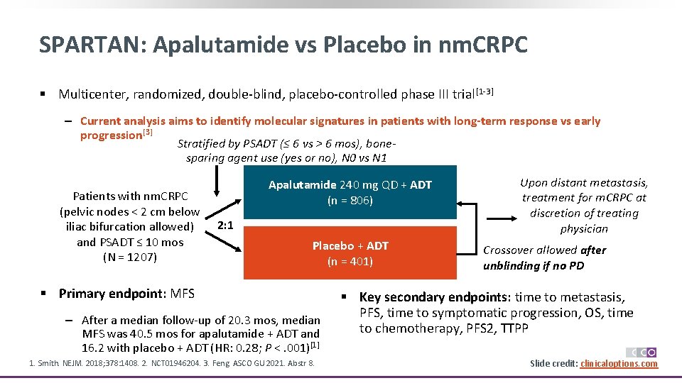 SPARTAN: Apalutamide vs Placebo in nm. CRPC § Multicenter, randomized, double-blind, placebo-controlled phase III