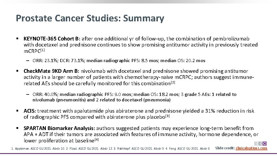 Prostate Cancer Studies: Summary § KEYNOTE-365 Cohort B: after one additional yr of follow-up,