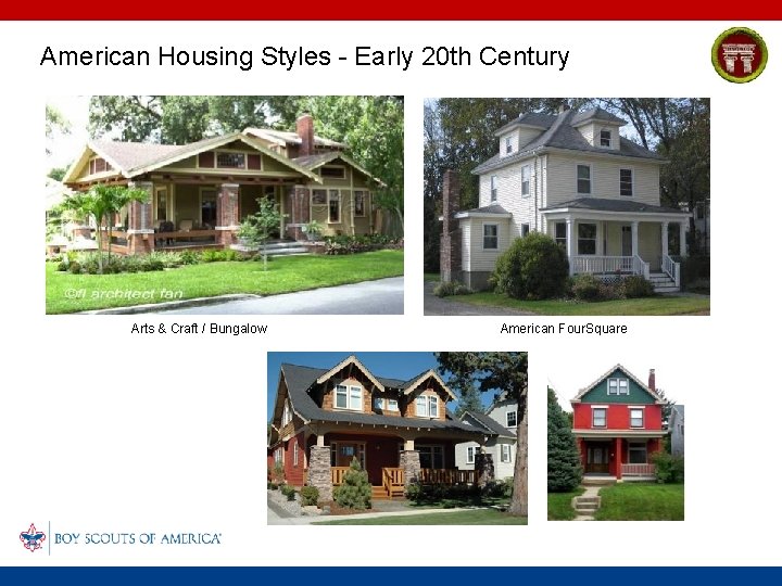 American Housing Styles - Early 20 th Century Arts & Craft / Bungalow American