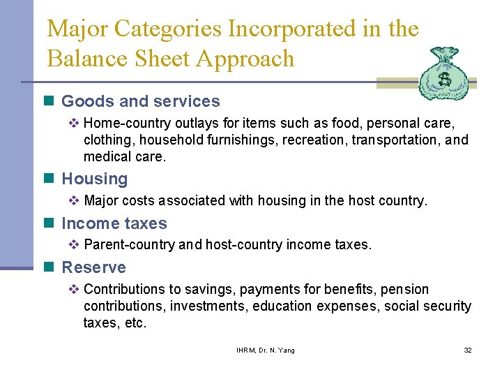 Major Categories Incorporated in the Balance Sheet Approach n Goods and services v Home-country Major Categories Incorporated in the Balance Sheet Approach n Goods and services v Home-country