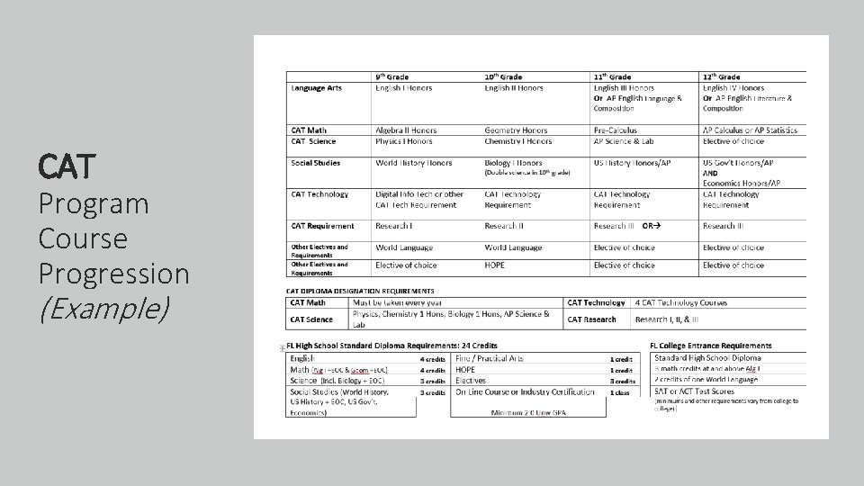 CAT Program Course Progression (Example) 