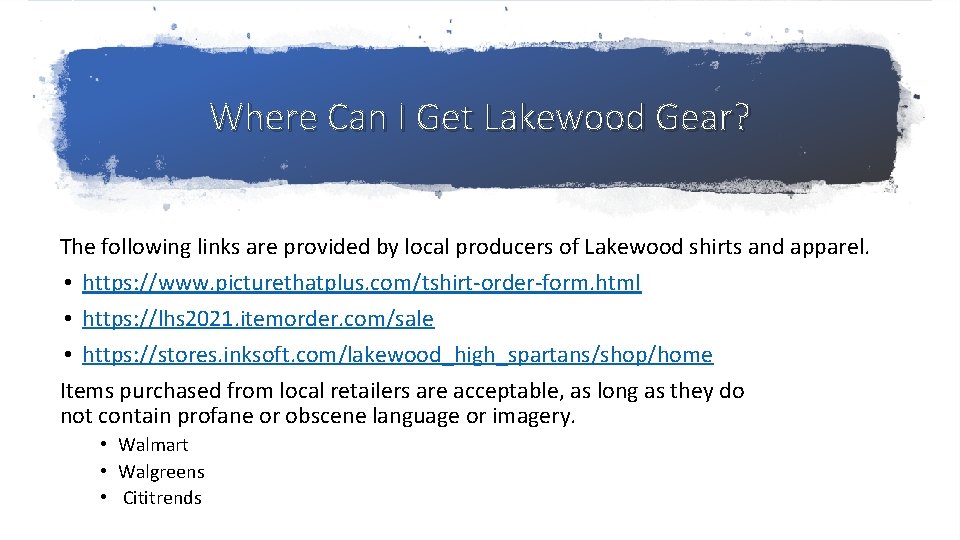 Where Can I Get Lakewood Gear? The following links are provided by local producers