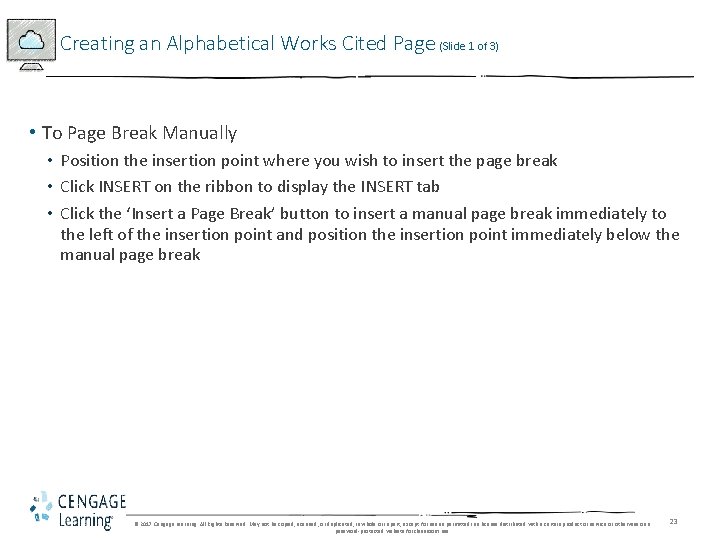 Creating an Alphabetical Works Cited Page (Slide 1 of 3) • To Page Break Creating an Alphabetical Works Cited Page (Slide 1 of 3) • To Page Break
