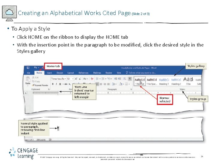 Creating an Alphabetical Works Cited Page (Slide 2 of 3) • To Apply a Creating an Alphabetical Works Cited Page (Slide 2 of 3) • To Apply a