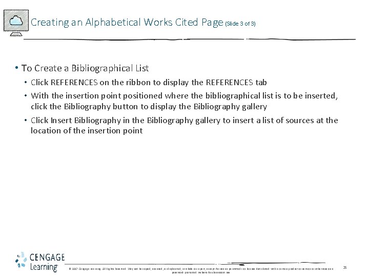 Creating an Alphabetical Works Cited Page (Slide 3 of 3) • To Create a Creating an Alphabetical Works Cited Page (Slide 3 of 3) • To Create a
