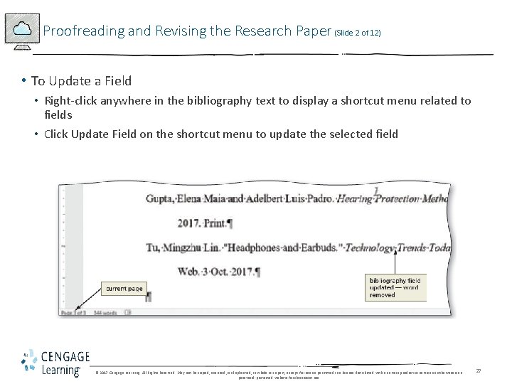 Proofreading and Revising the Research Paper (Slide 2 of 12) • To Update a Proofreading and Revising the Research Paper (Slide 2 of 12) • To Update a