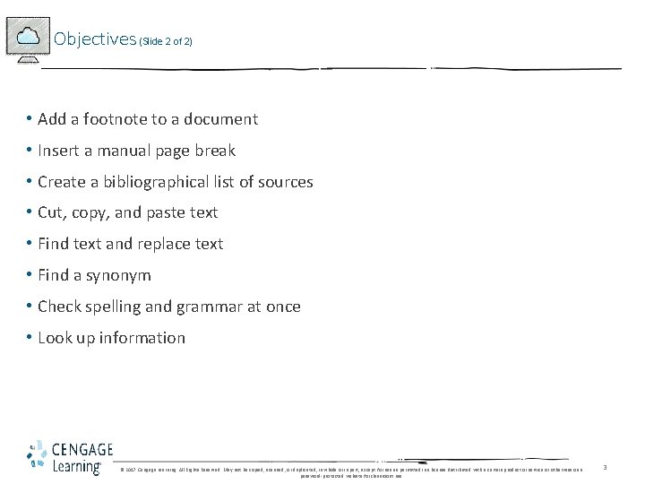 Objectives (Slide 2 of 2) • Add a footnote to a document • Insert Objectives (Slide 2 of 2) • Add a footnote to a document • Insert
