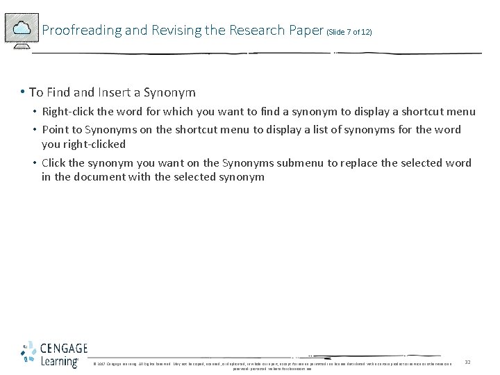 Proofreading and Revising the Research Paper (Slide 7 of 12) • To Find and Proofreading and Revising the Research Paper (Slide 7 of 12) • To Find and