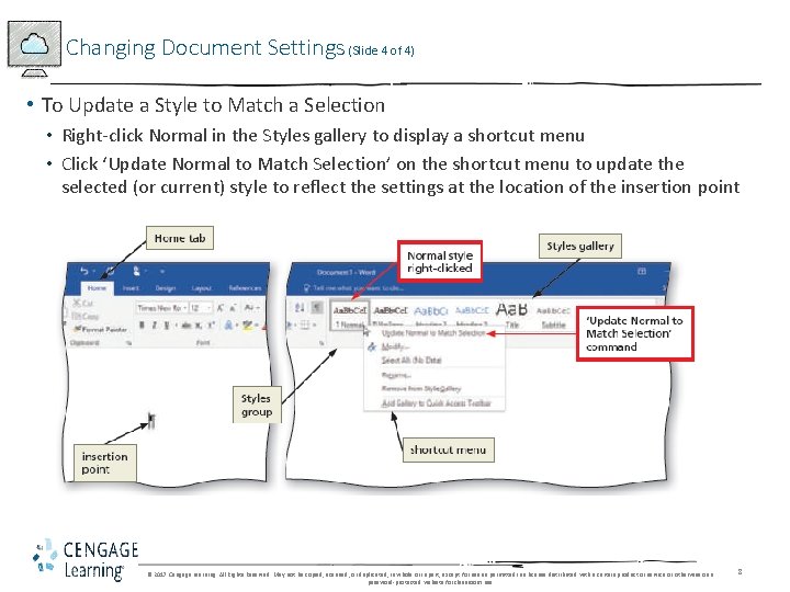 Changing Document Settings (Slide 4 of 4) • To Update a Style to Match Changing Document Settings (Slide 4 of 4) • To Update a Style to Match