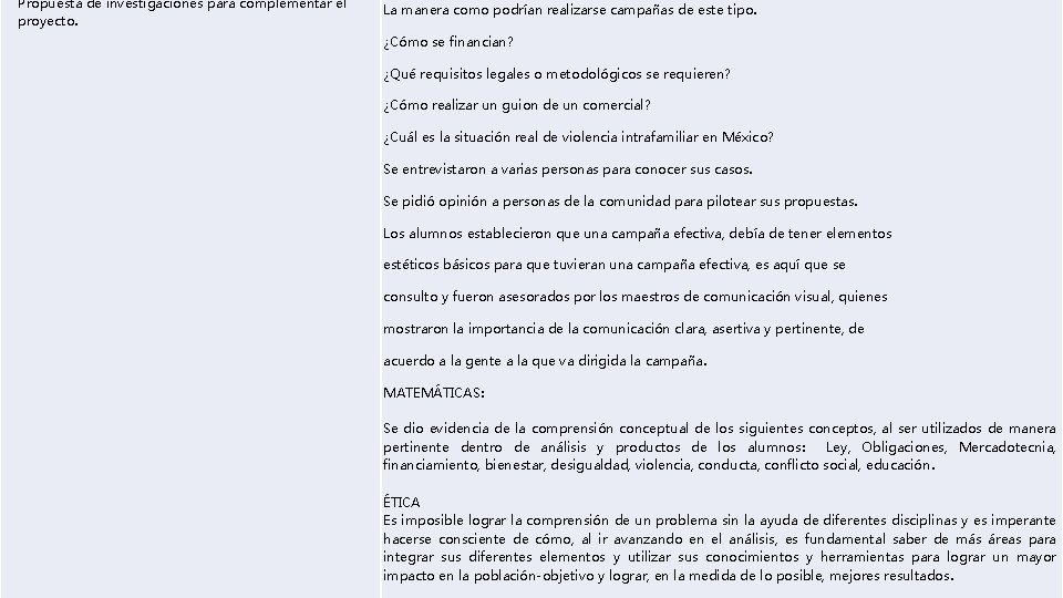 Propuesta de investigaciones para complementar el proyecto. La manera como podrían realizarse campañas de