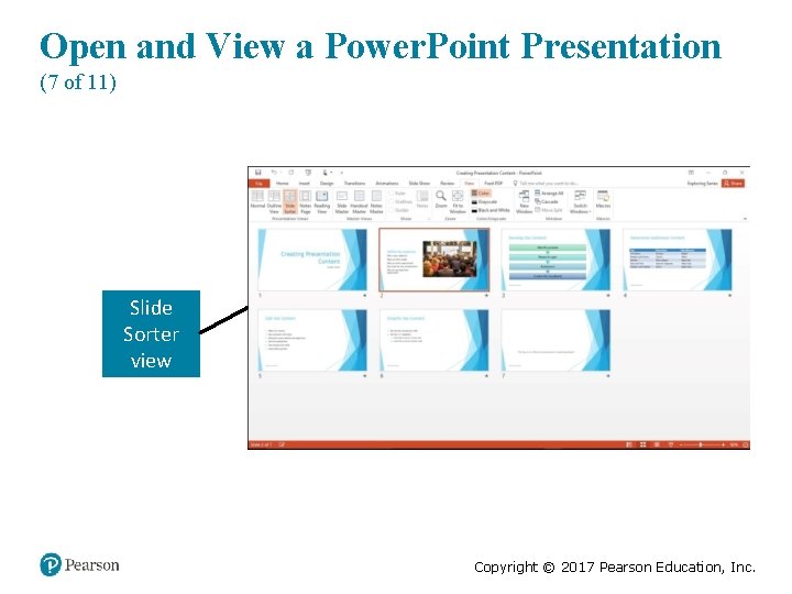 Open and View a Power. Point Presentation (7 of 11) Slide Sorter view Copyright