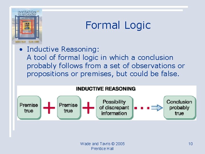 Formal Logic • Inductive Reasoning: A tool of formal logic in which a conclusion