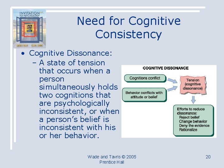 Need for Cognitive Consistency • Cognitive Dissonance: – A state of tension that occurs
