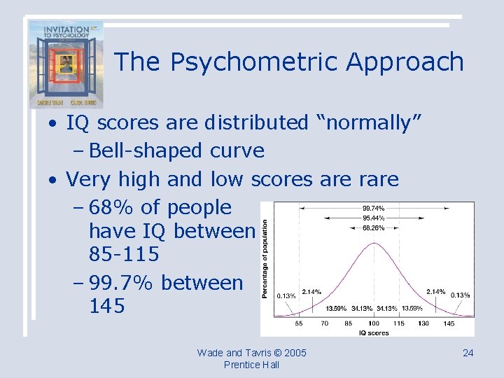 The Psychometric Approach • IQ scores are distributed “normally” – Bell-shaped curve • Very