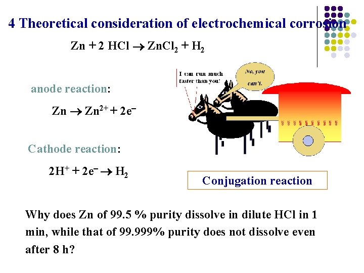 4 Theoretical consideration of electrochemical corrosion Zn + 2 HCl Zn. Cl 2 +