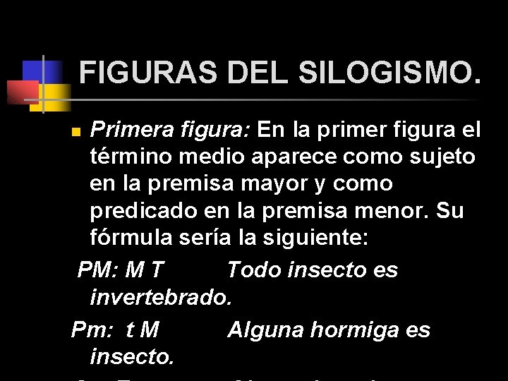 FIGURAS DEL SILOGISMO. Primera figura: En la primer figura el término medio aparece como FIGURAS DEL SILOGISMO. Primera figura: En la primer figura el término medio aparece como