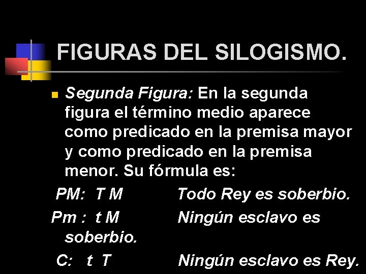FIGURAS DEL SILOGISMO. Segunda Figura: En la segunda figura el término medio aparece como FIGURAS DEL SILOGISMO. Segunda Figura: En la segunda figura el término medio aparece como