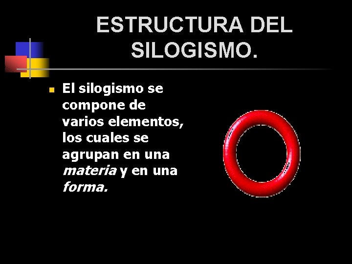 ESTRUCTURA DEL SILOGISMO. n El silogismo se compone de varios elementos, los cuales se ESTRUCTURA DEL SILOGISMO. n El silogismo se compone de varios elementos, los cuales se
