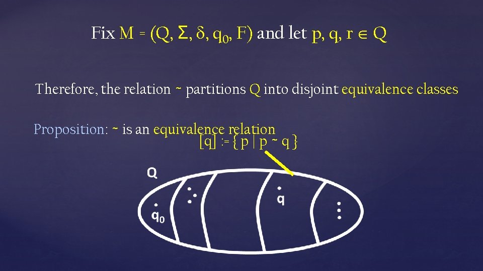 Fix M = (Q, Σ, , q 0, F) and let p, q, r