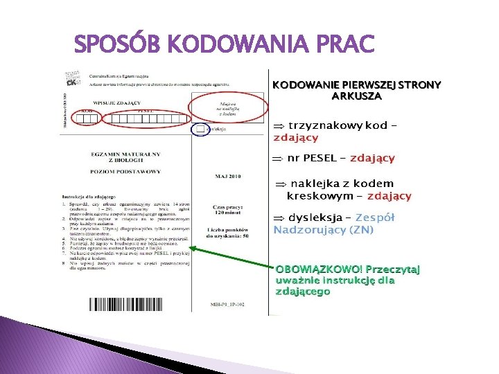 SPOSÓB KODOWANIA PRAC 